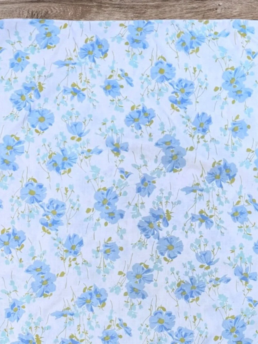 Vintage Blue Floral King Pillowcase Cottagecore Prairie Farmhouse Bedding